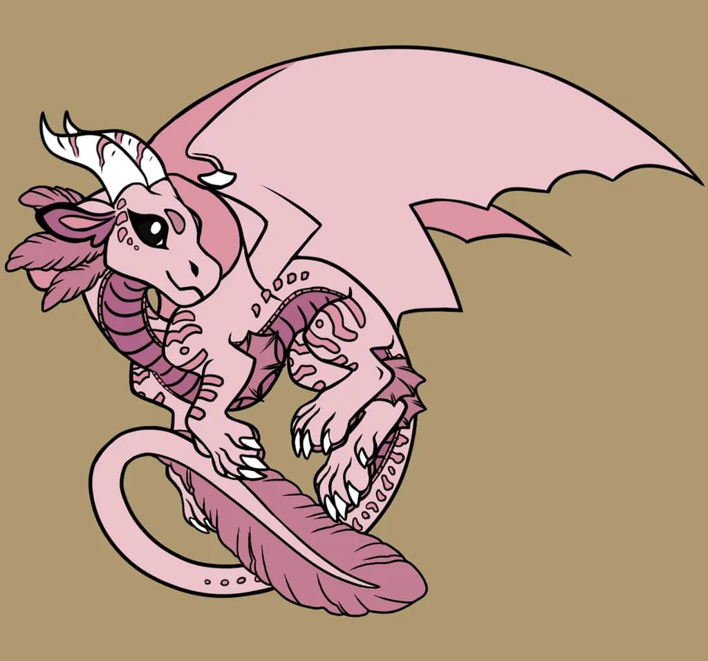 Pink Dragon with Feather