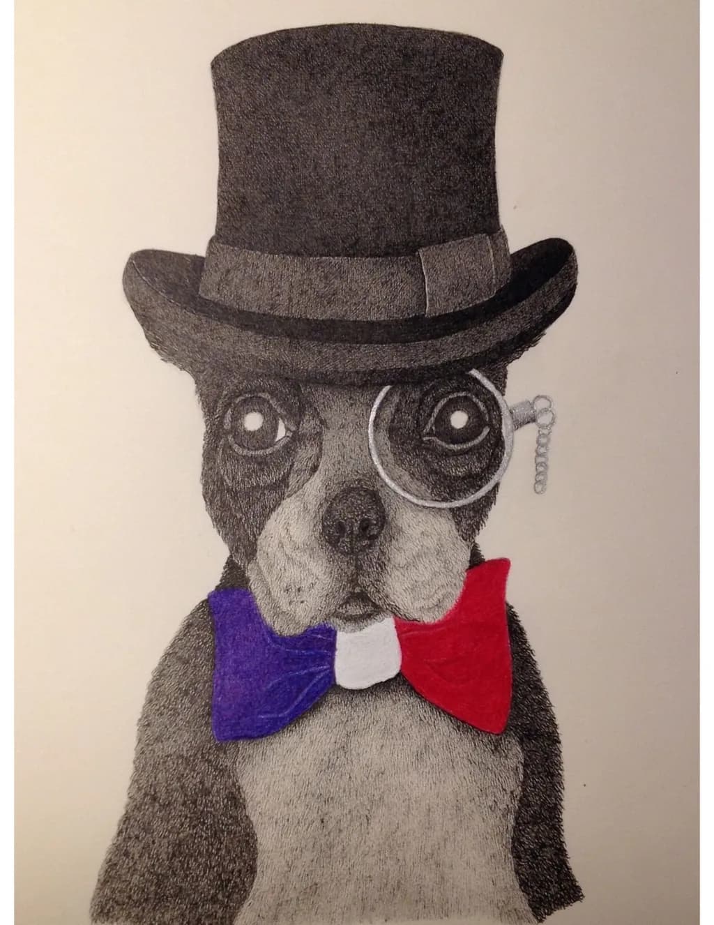Dog in Top Hat Drawing