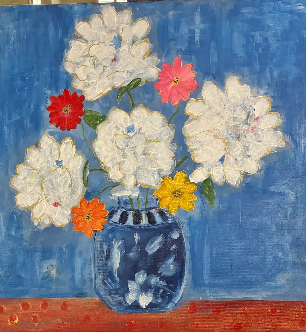 Blue Vase Flowers