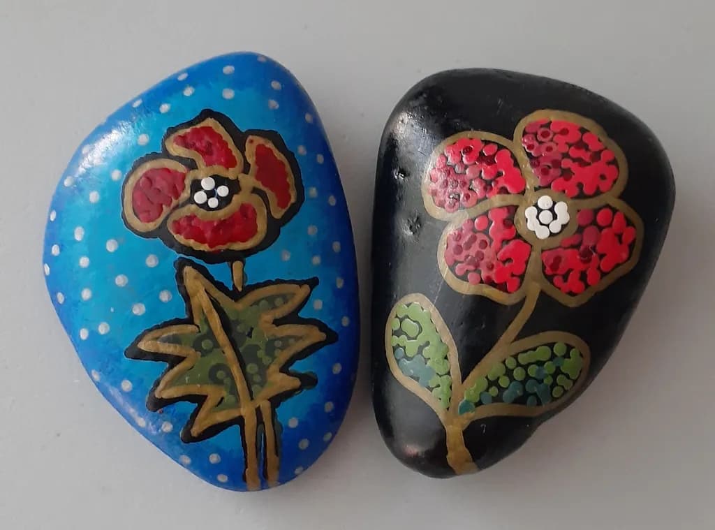 Painted Flower Stones