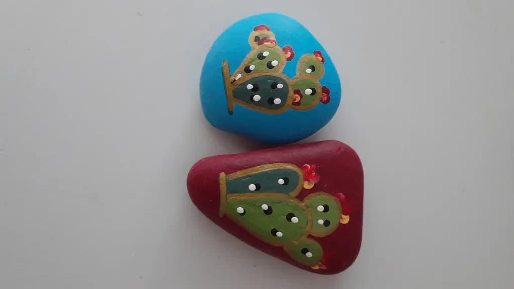 Painted Cactus Stones