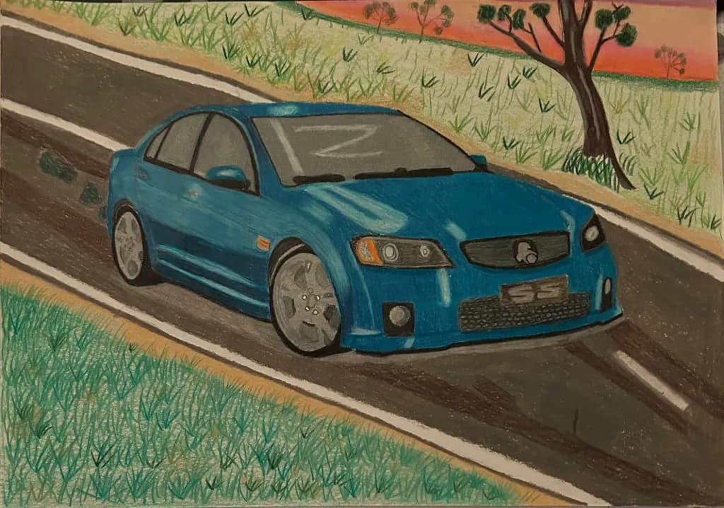 Blue Car on Road