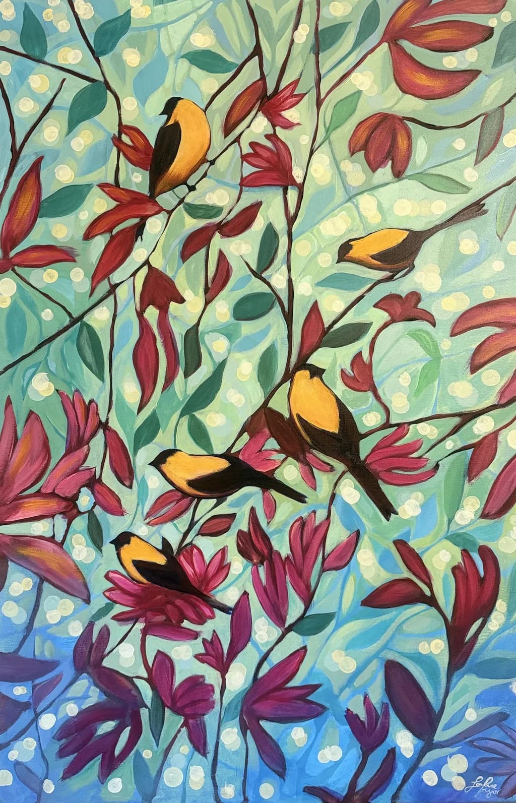 Yellow Birds and Blossoms