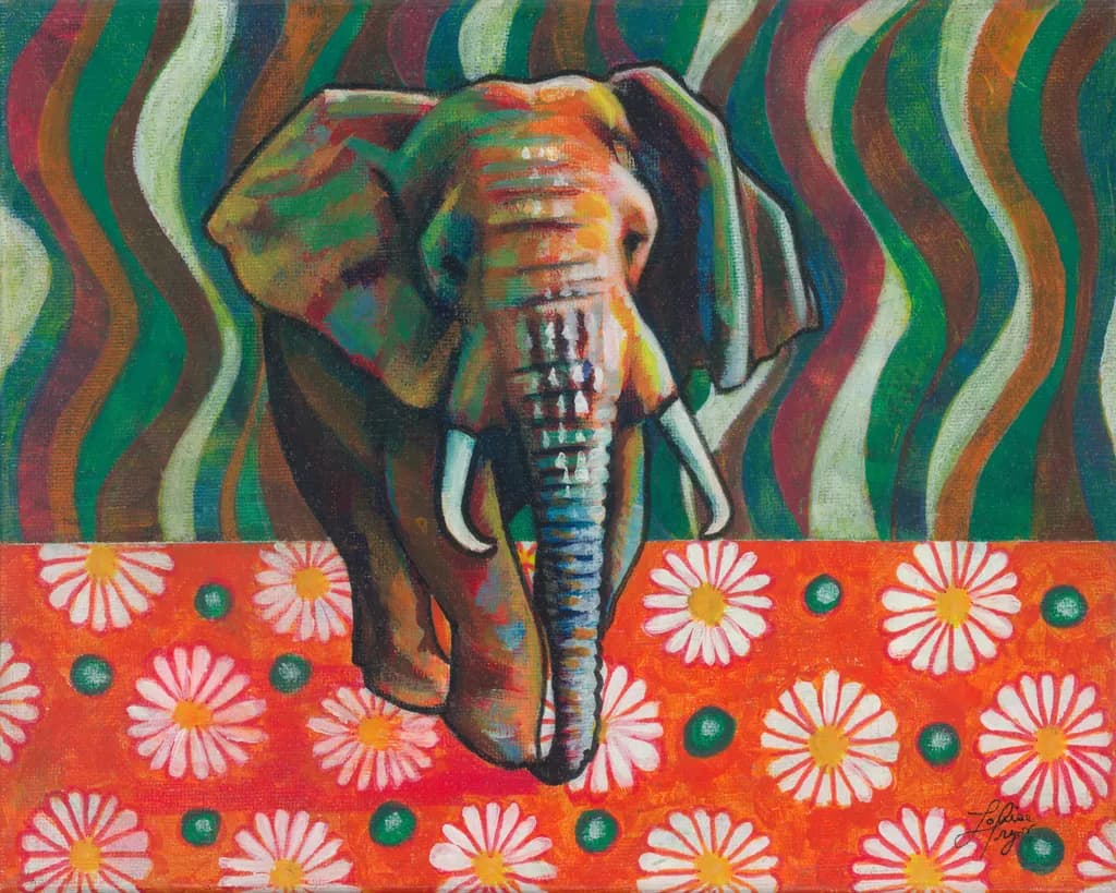 Elephant on Patterned Ground