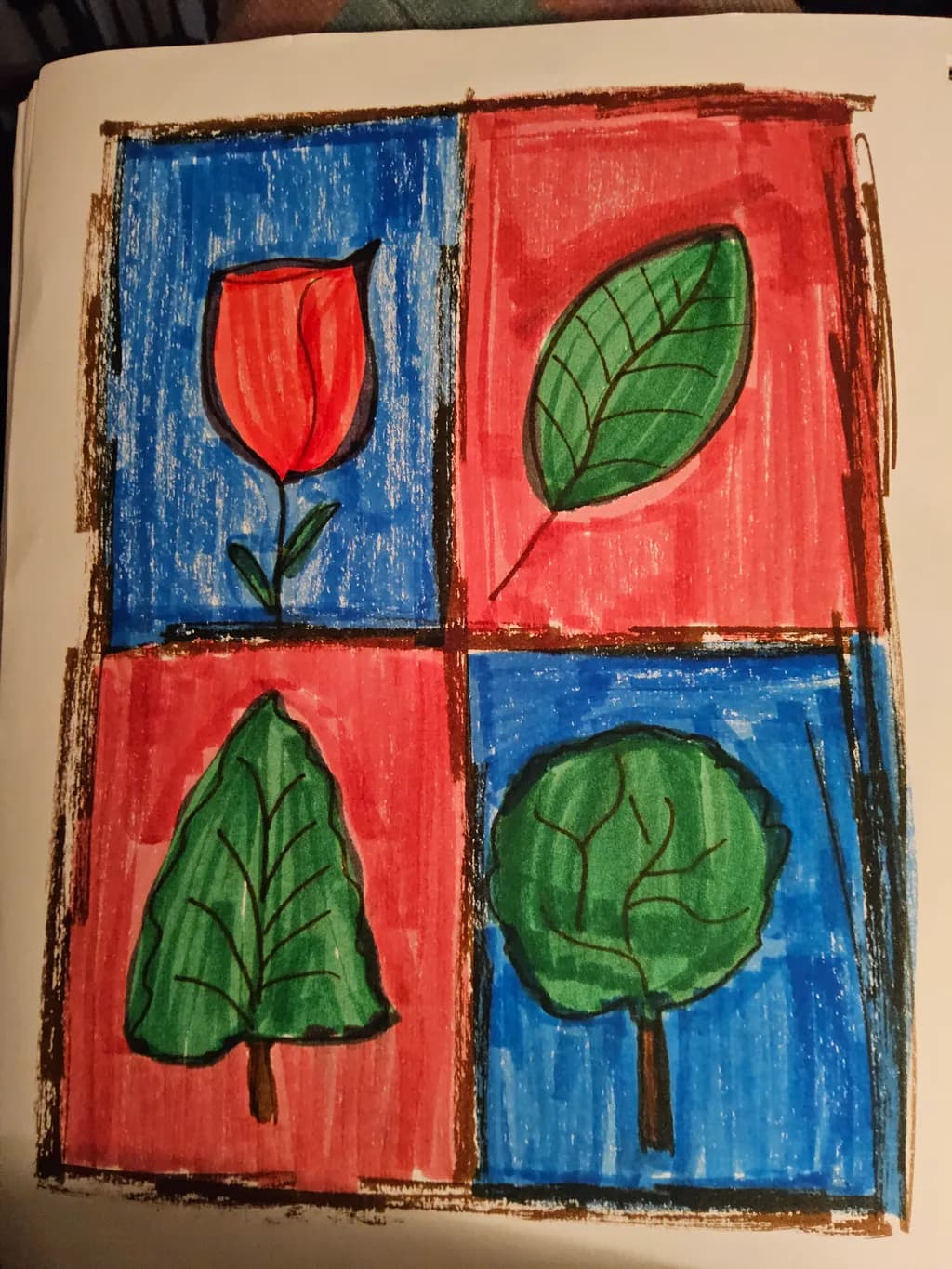 Flower and Leaves Grid