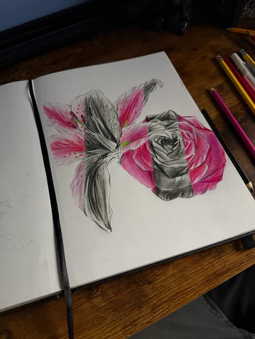 Pink Lily and Rose