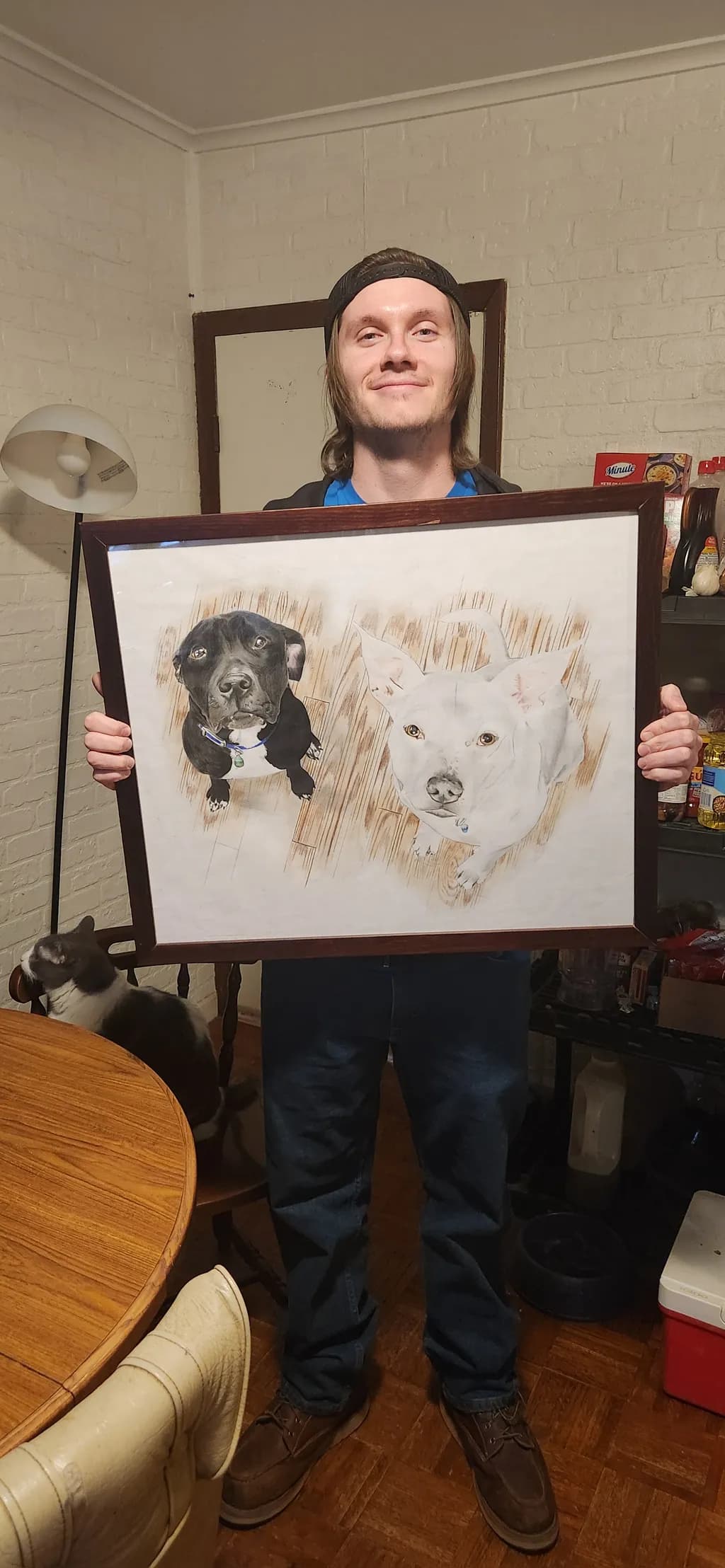 Dog Portraits on Wood Floor