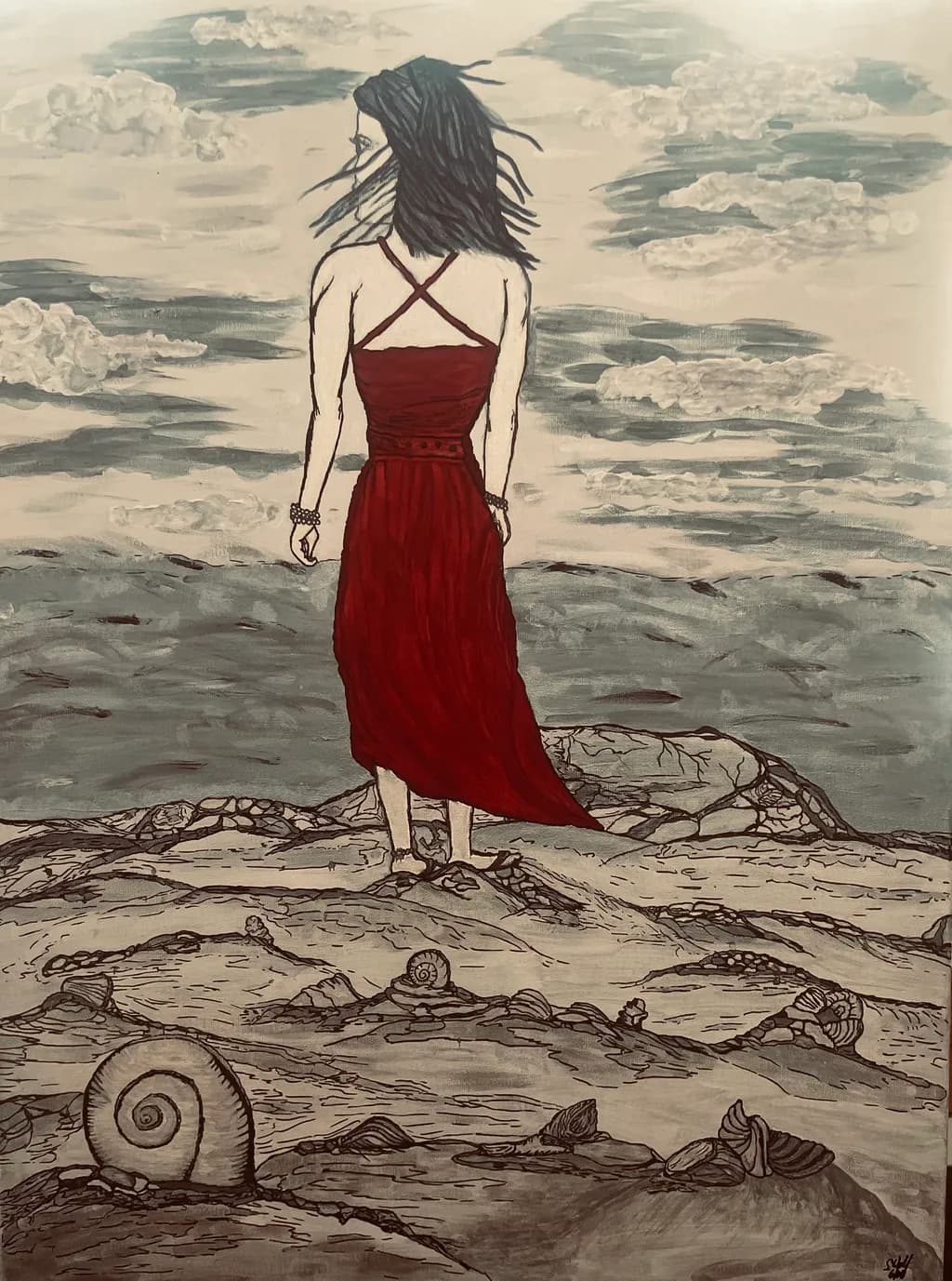 Woman on Rocky Shore