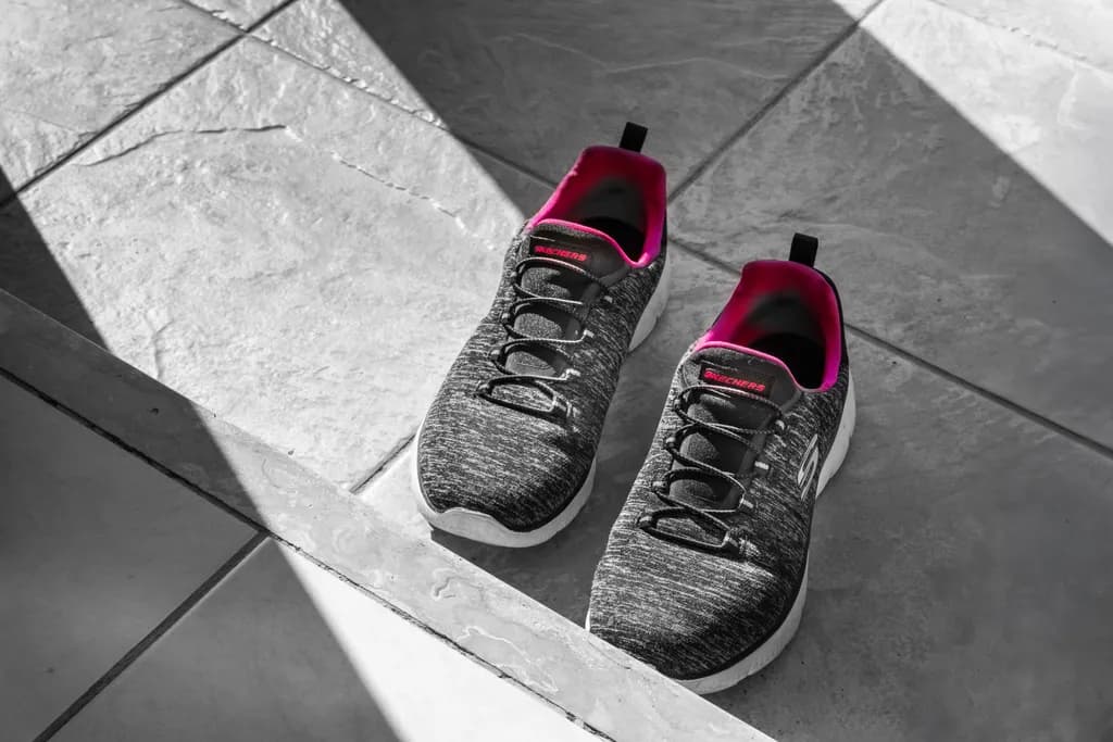 Gray Sneakers on Tiles