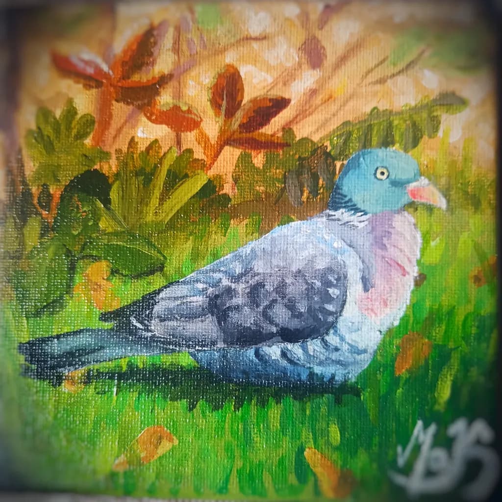 Pigeon in Autumn Foliage