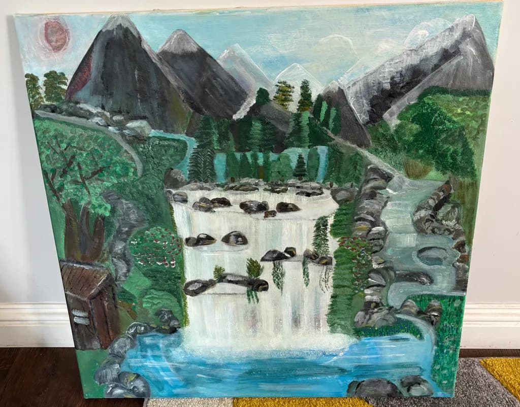 Mountain Waterfall Scene