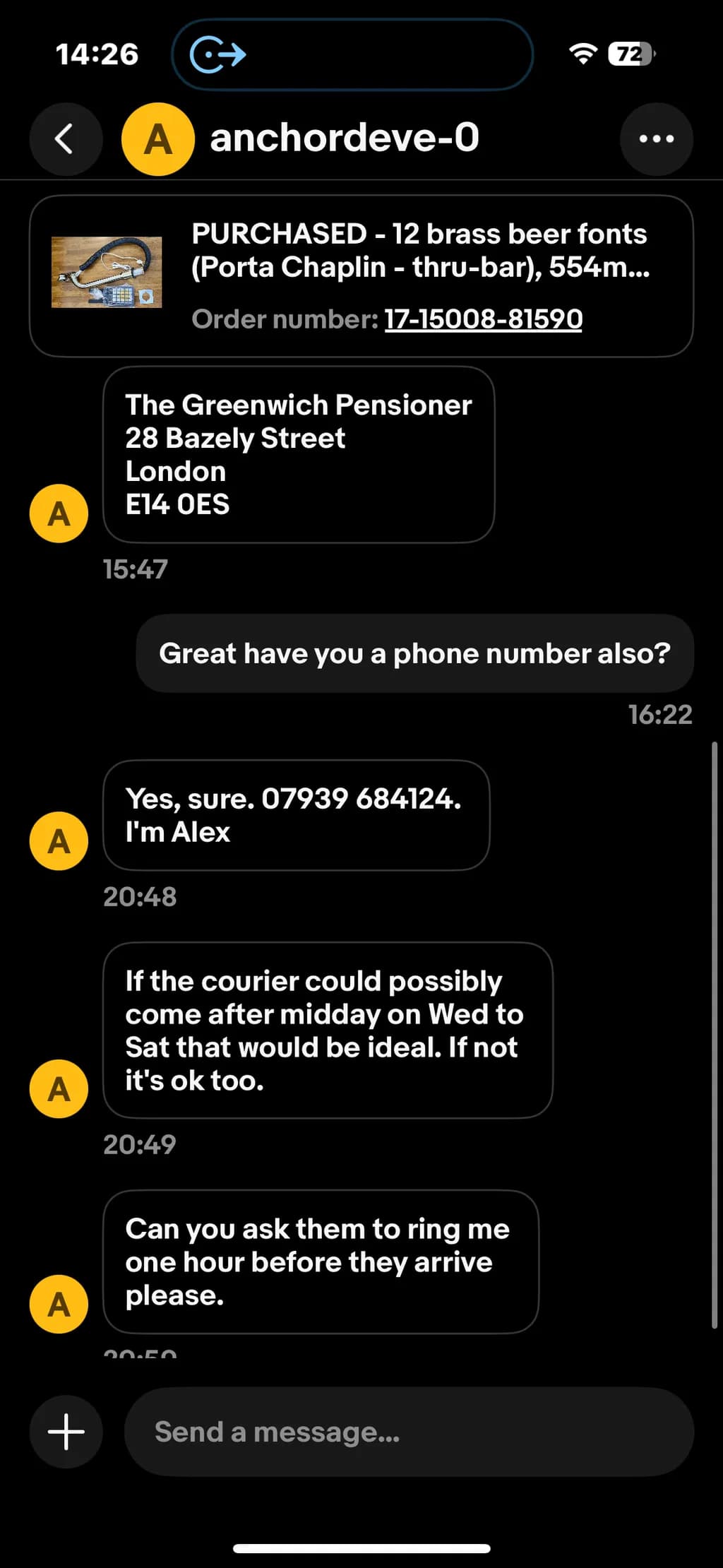 Courier Delivery Request