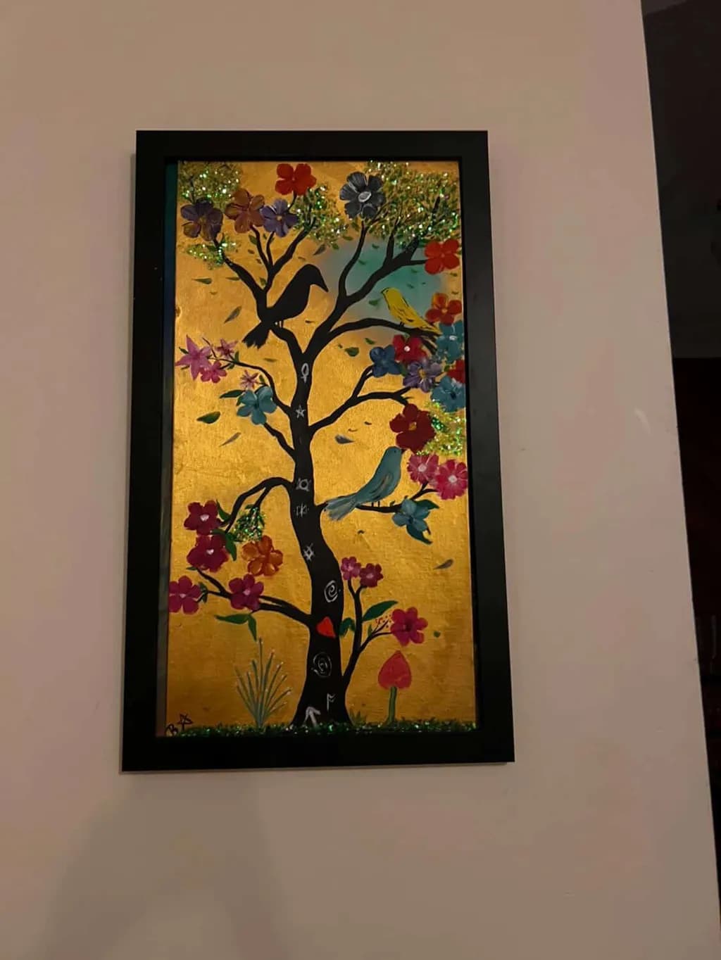 Tree with Birds and Flowers