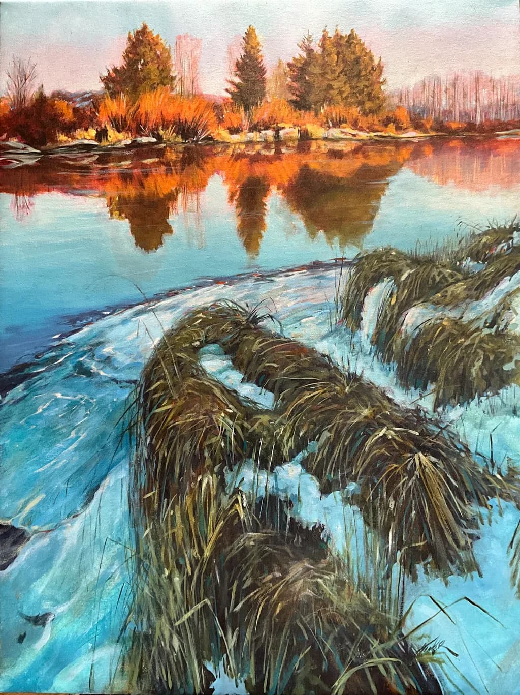 Winter River Reflection