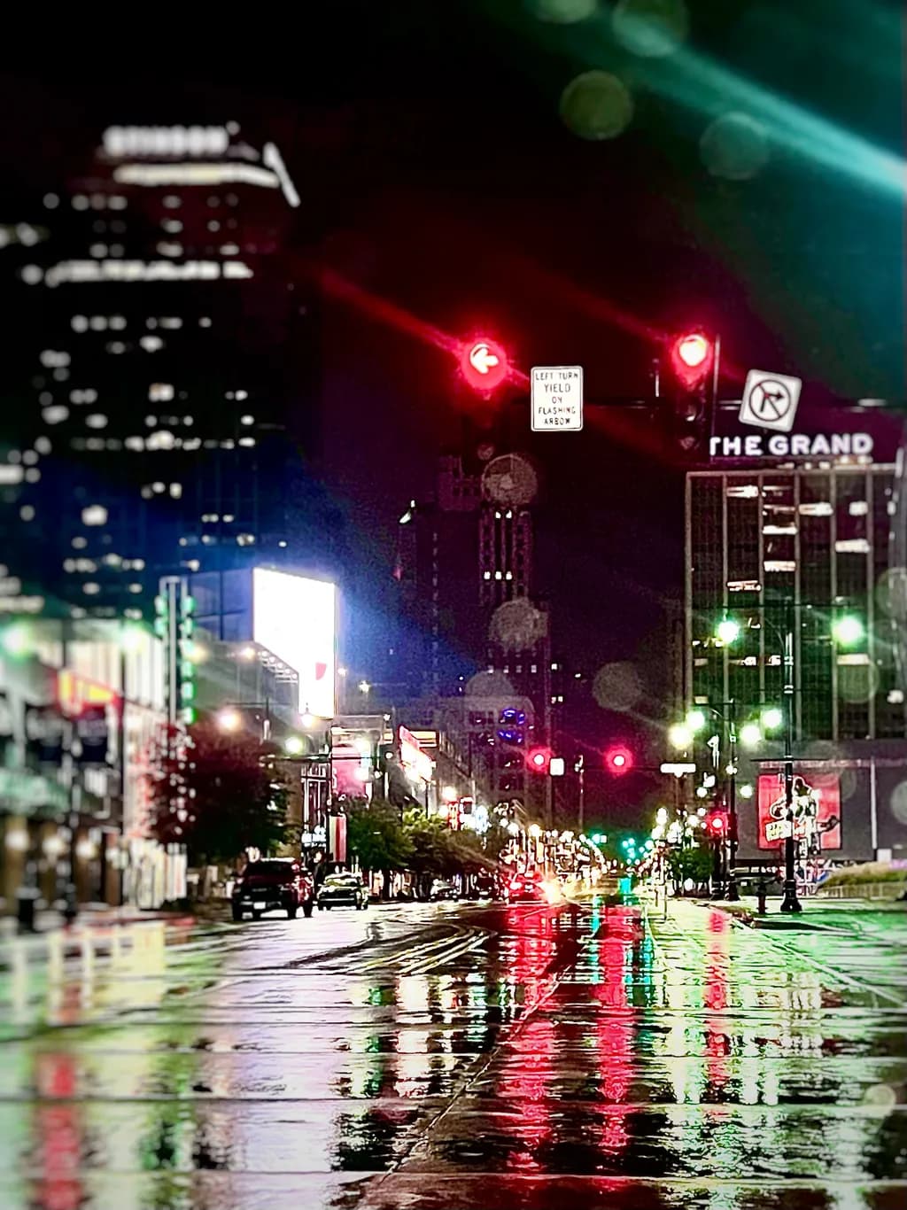 City Street Night Reflections