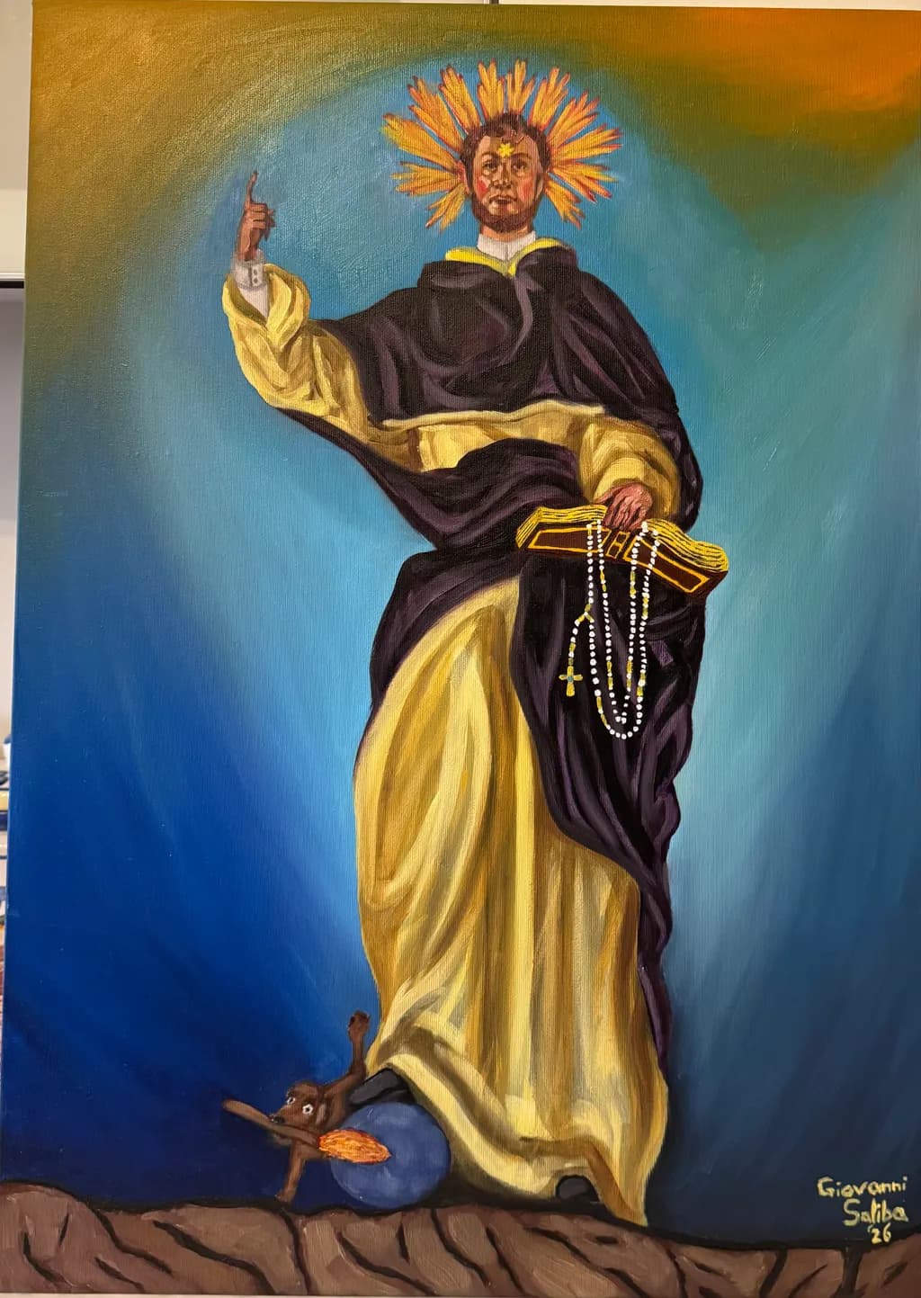 Saint with Rosary and Halo