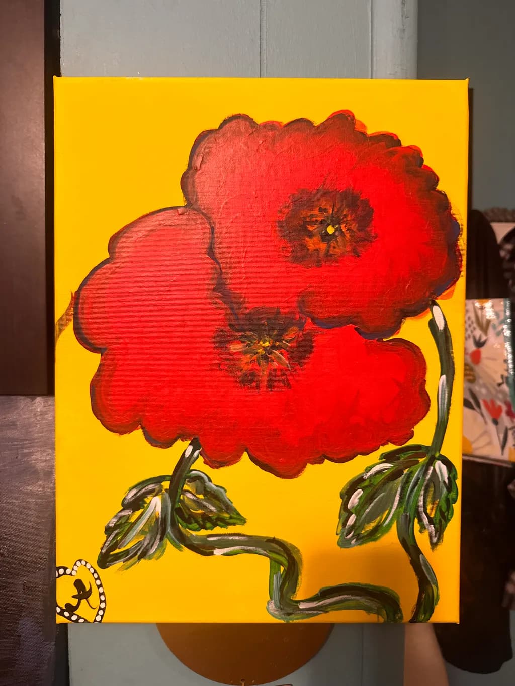 Red Poppies on Yellow