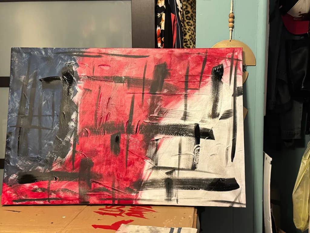 Abstract Red and Black Canvas