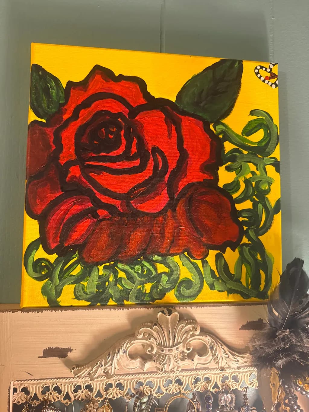 Red Rose on Yellow