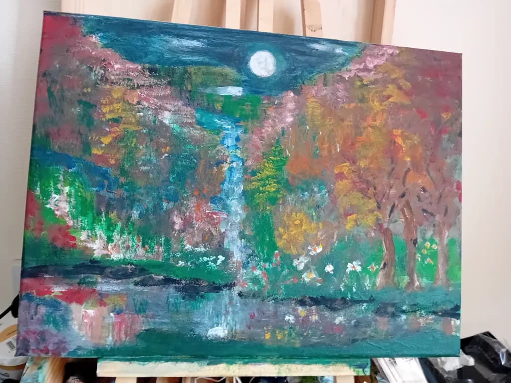 Moonlit Forest Reflection