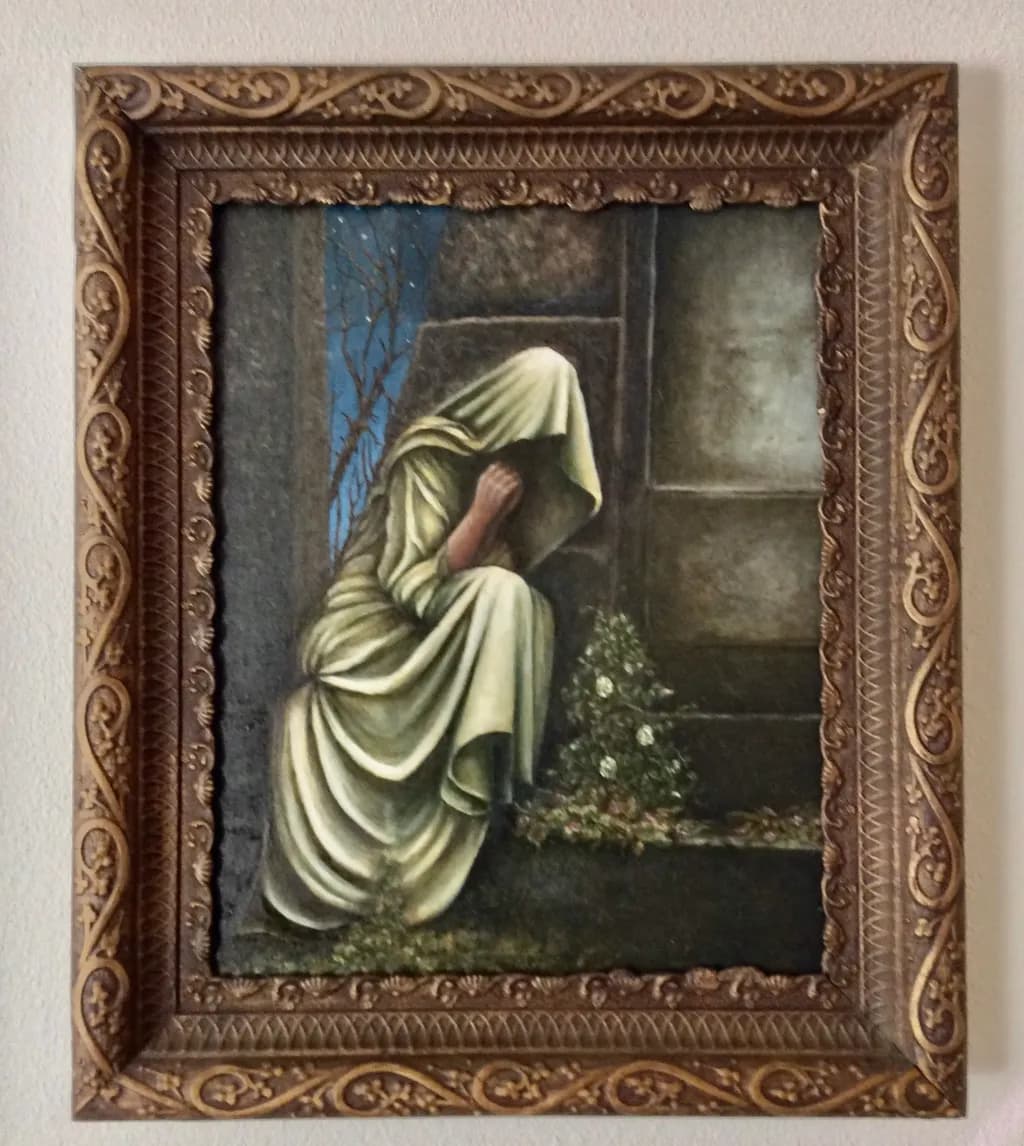 Hooded Figure by Tombstone
