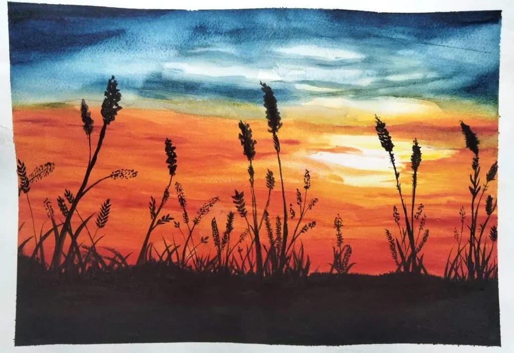 Sunset Grass Silhouettes