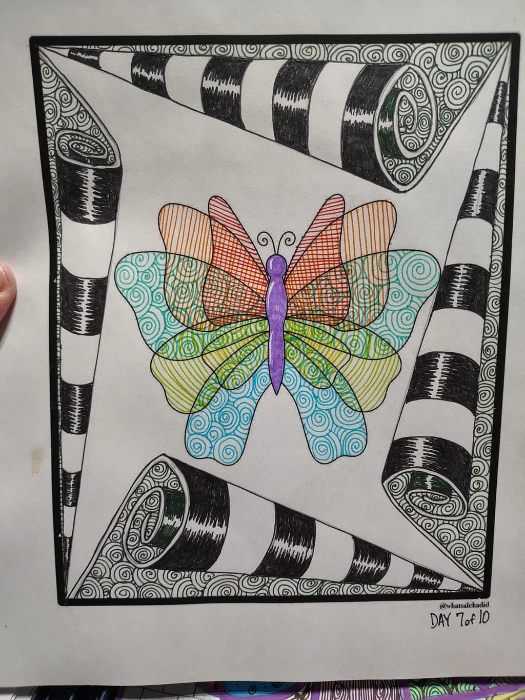 Colorful Butterfly with Spirals