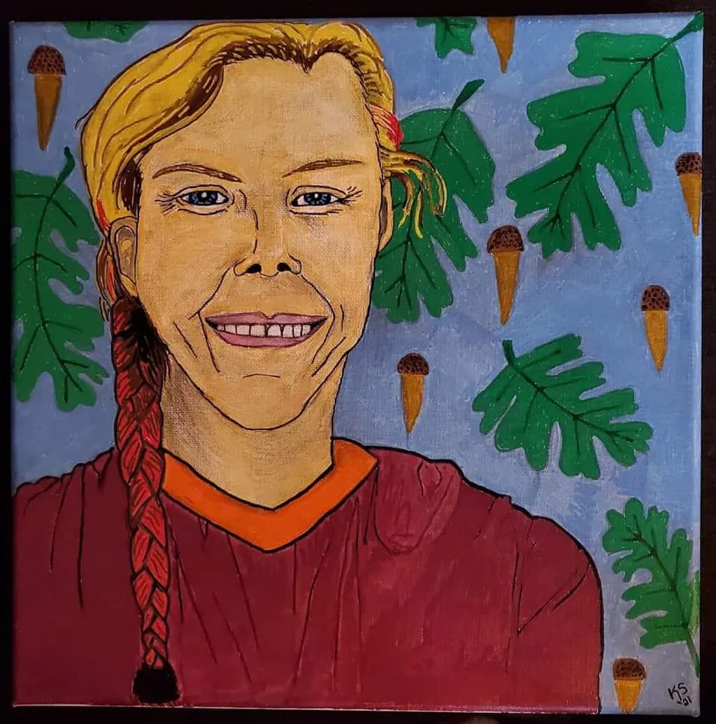 Portrait with Leaves and Acorns