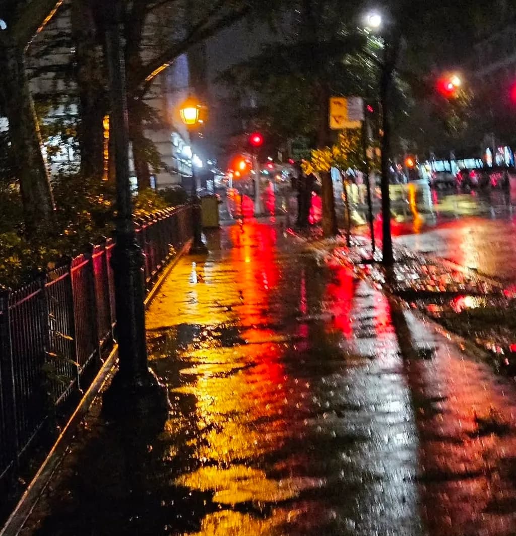Rainy City Sidewalk