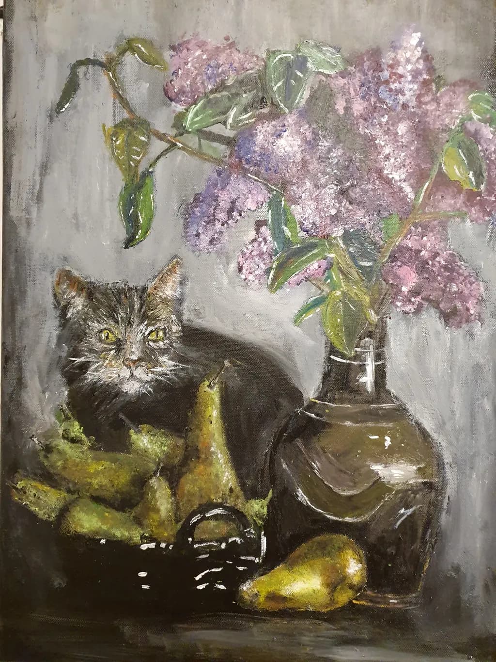 Cat with Pears and Lilacs
