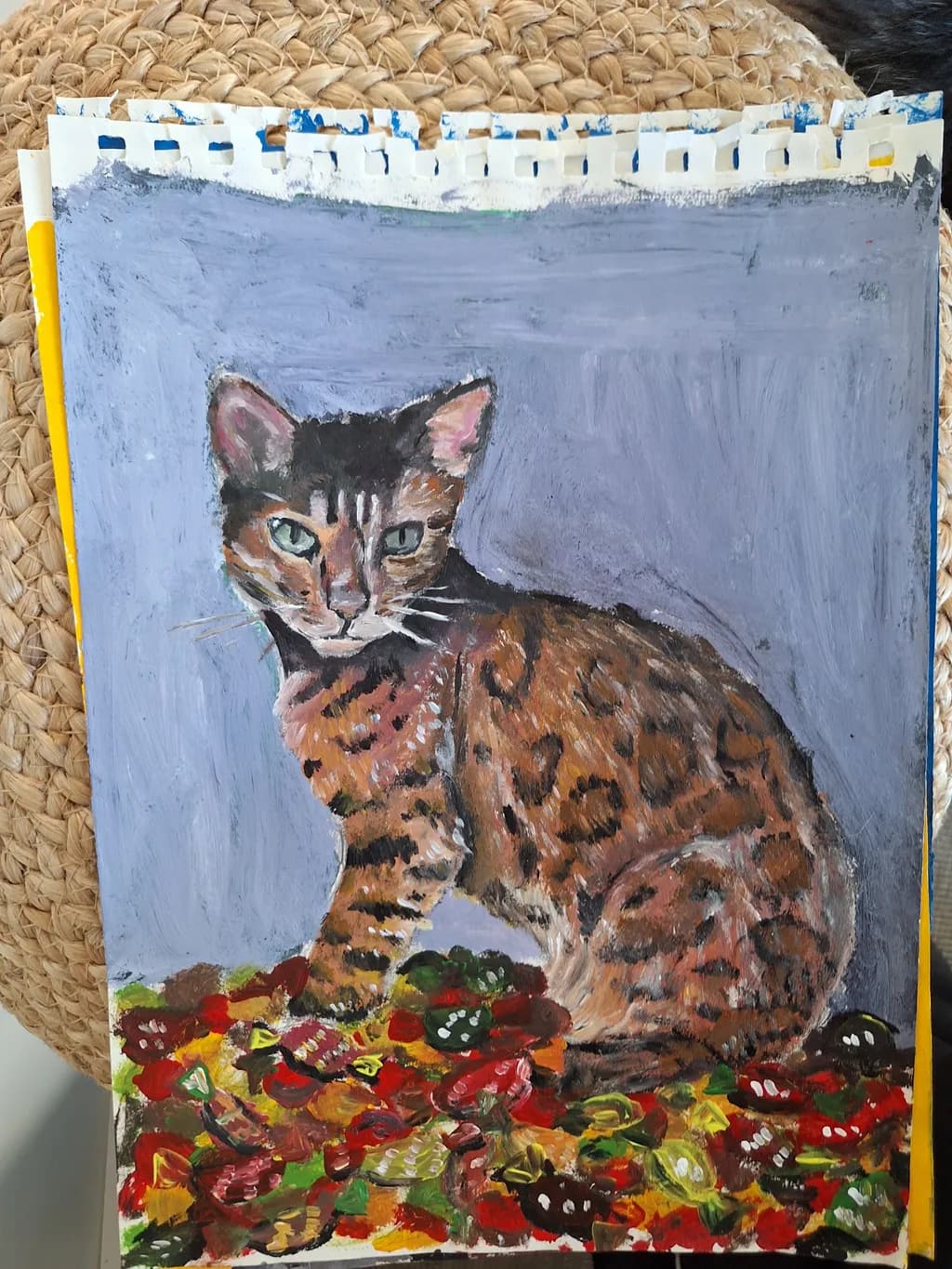 Spotted Cat on Leaves
