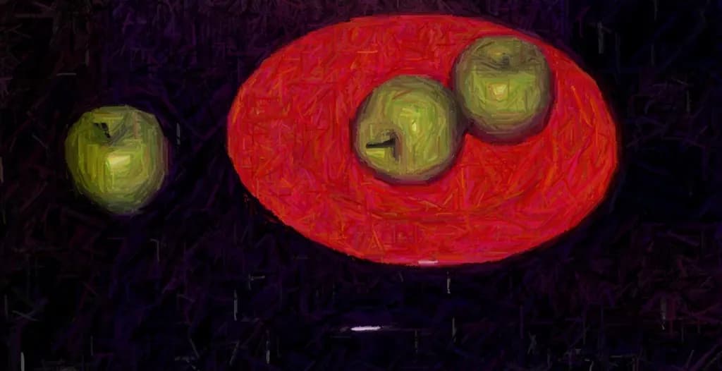 Apples on Red Plate