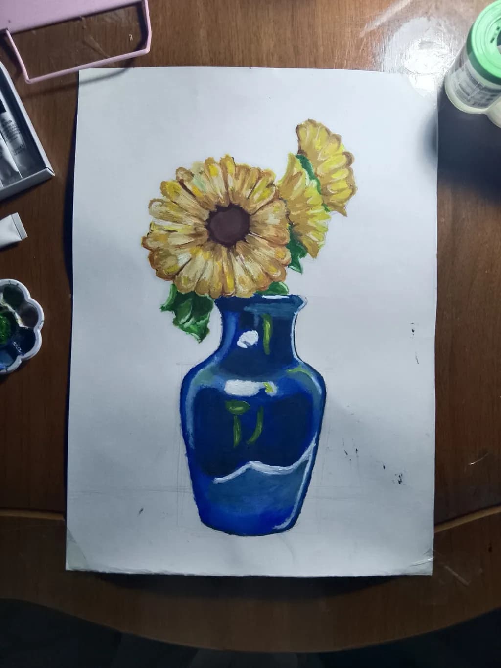 Sunflower in Blue Vase