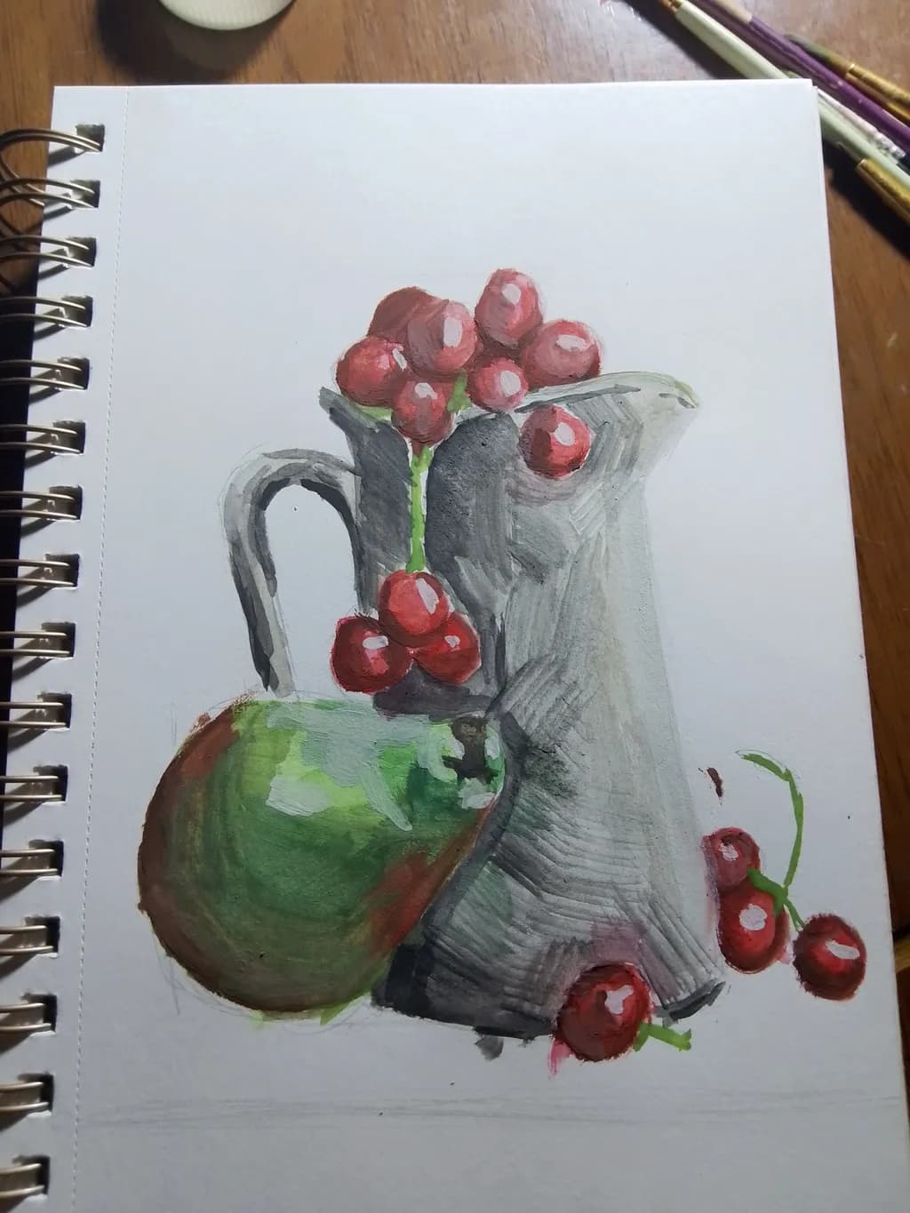 Pitcher with Cherries and Pear