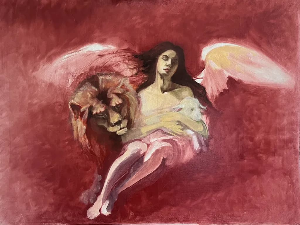 Angel with Lion and Lamb