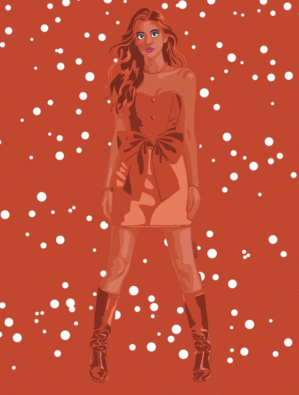 Red Dress Snowfall