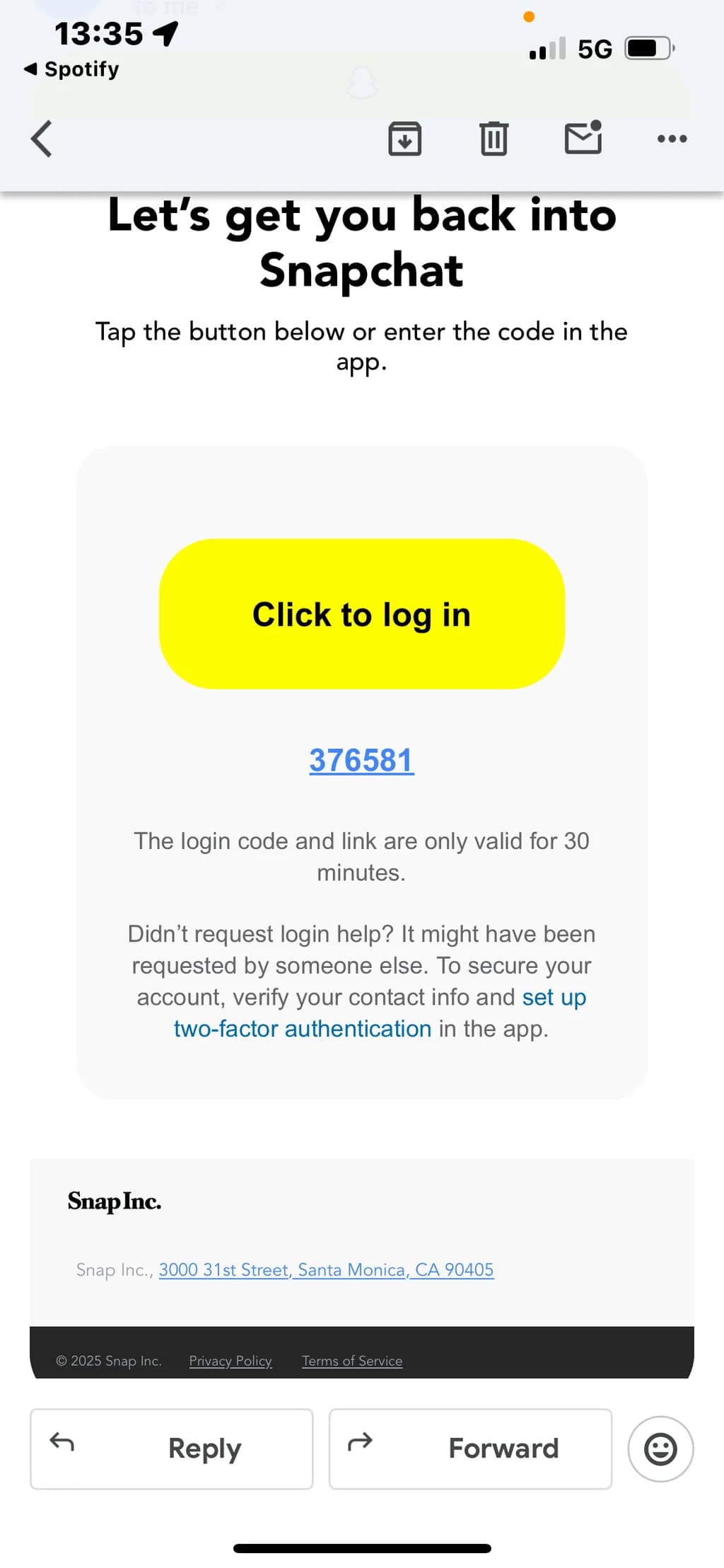 Snapchat Login Code