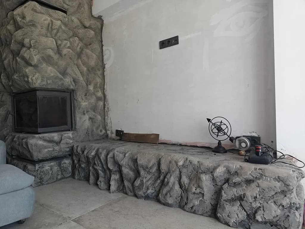 Rock Fireplace Bench
