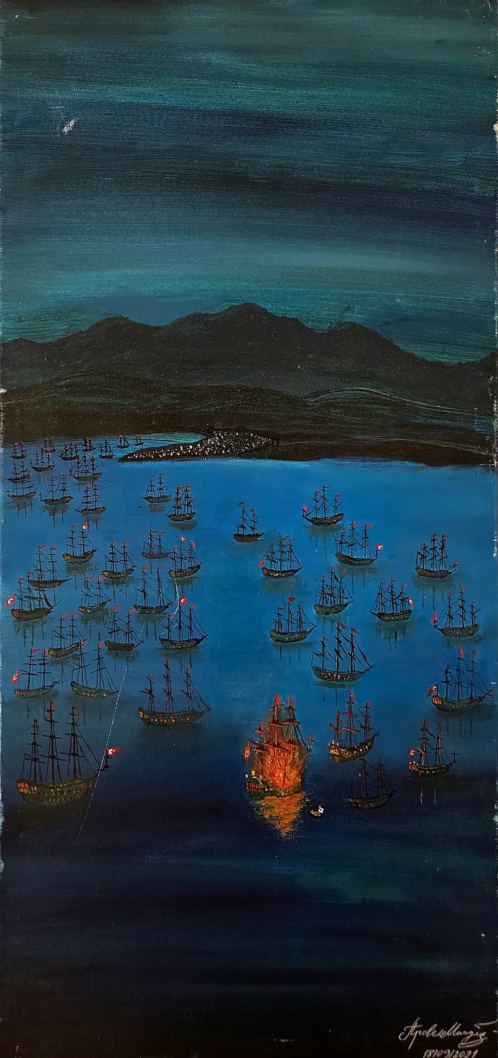 Fleet at Night Harbor
