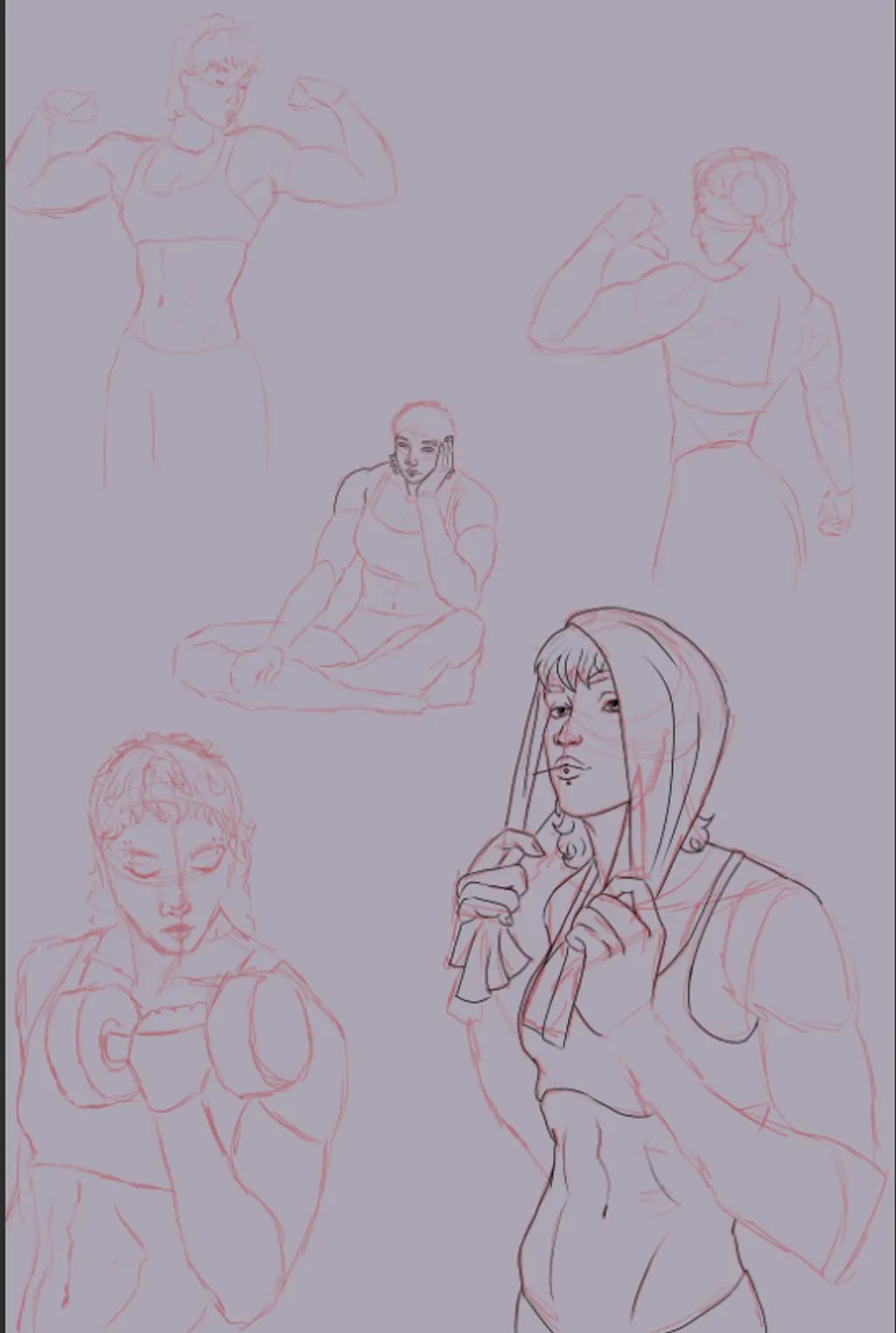 Fitness Poses Sketch