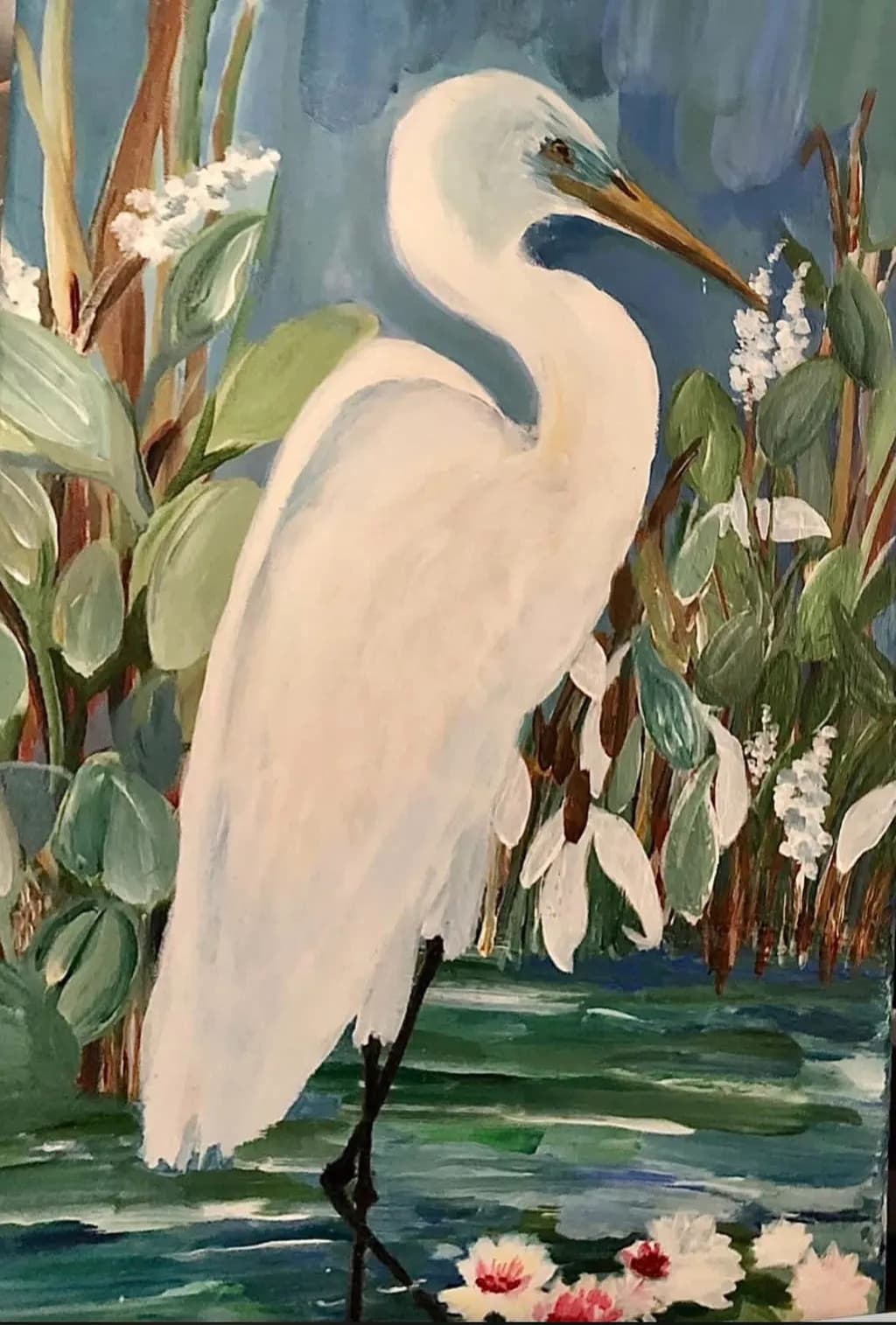 Egret by Waterflowers