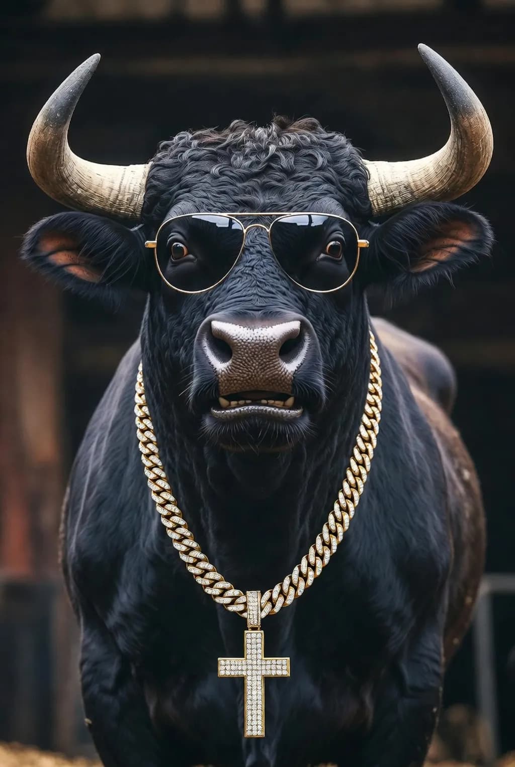 Bull with Sunglasses and Chain