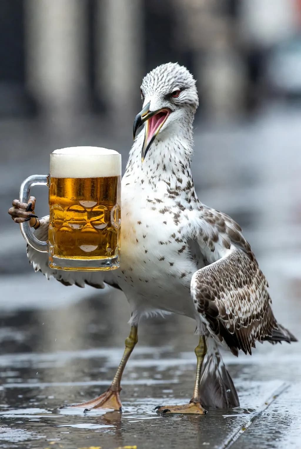 Seagull with Beer