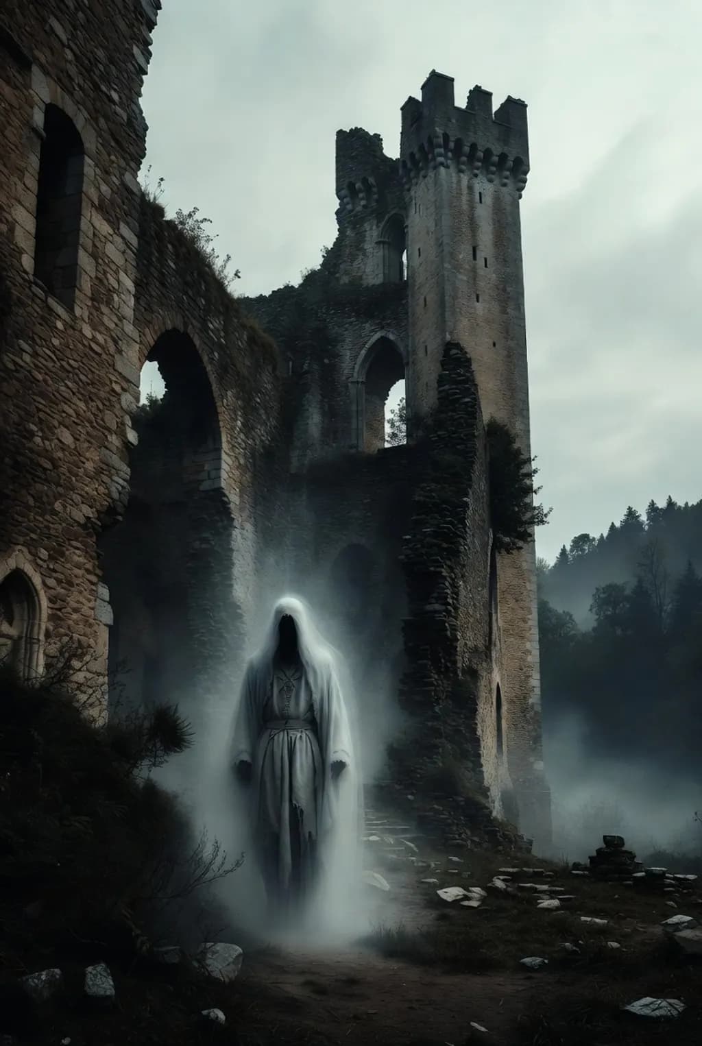 Ghost at Castle Ruins