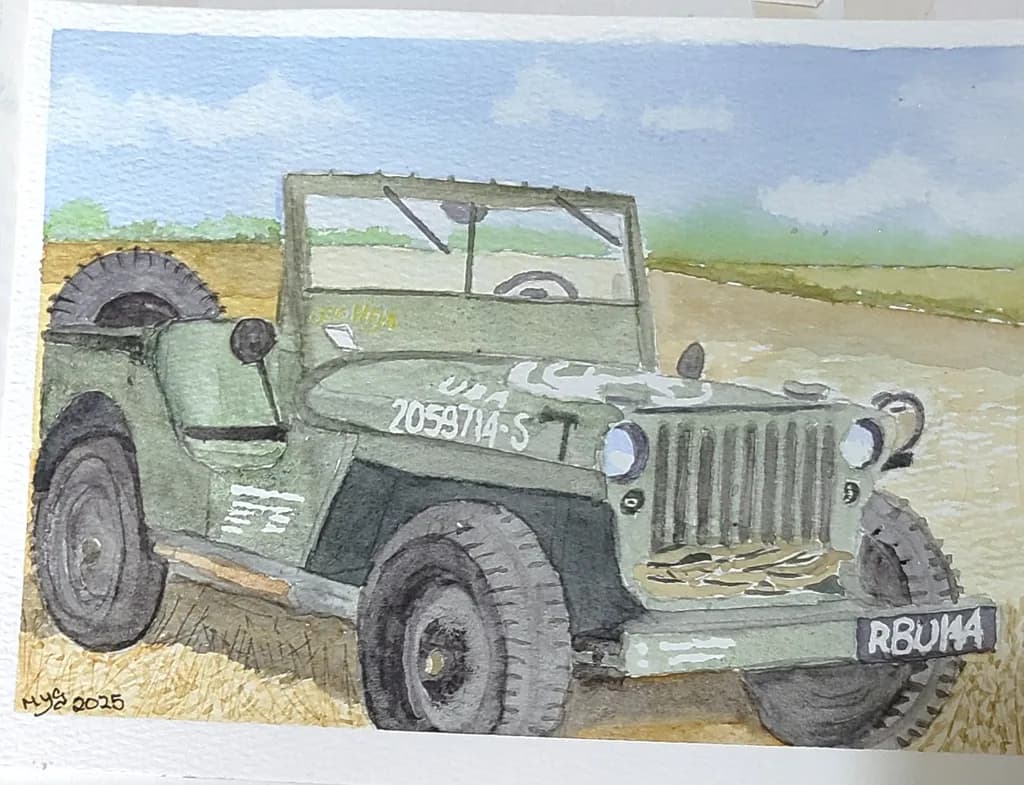 Military Jeep on Field