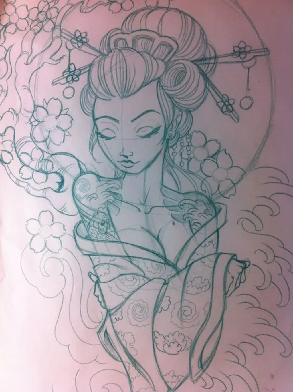 Geisha Portrait Sketch