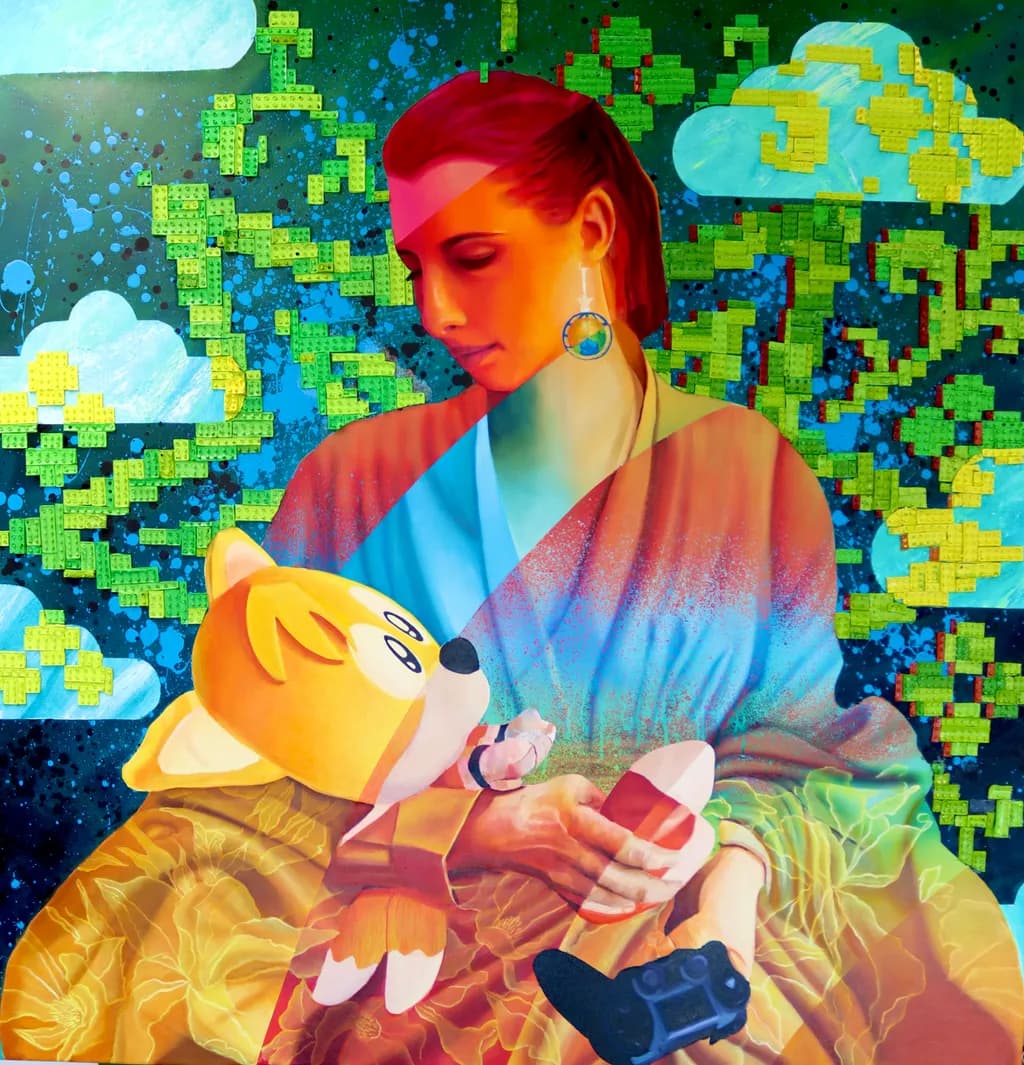 Pixelated Garden Embrace