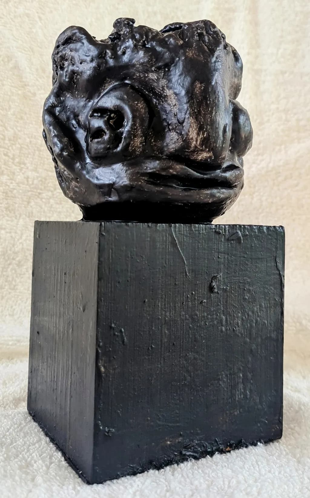 Abstract Black Head Sculpture