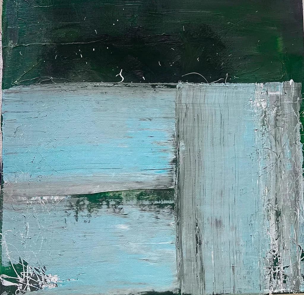 Abstract Composition with Blue and Green