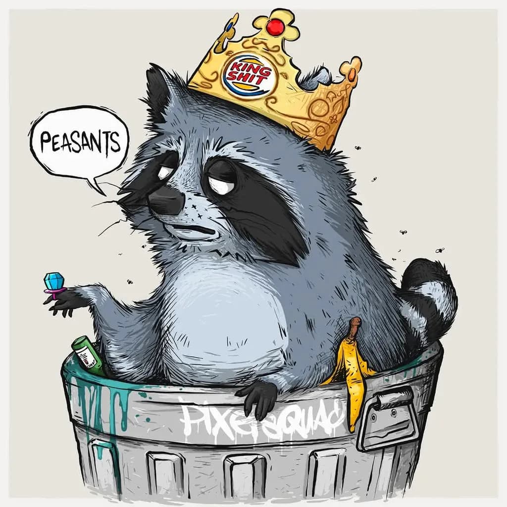 Raccoon King in Trash